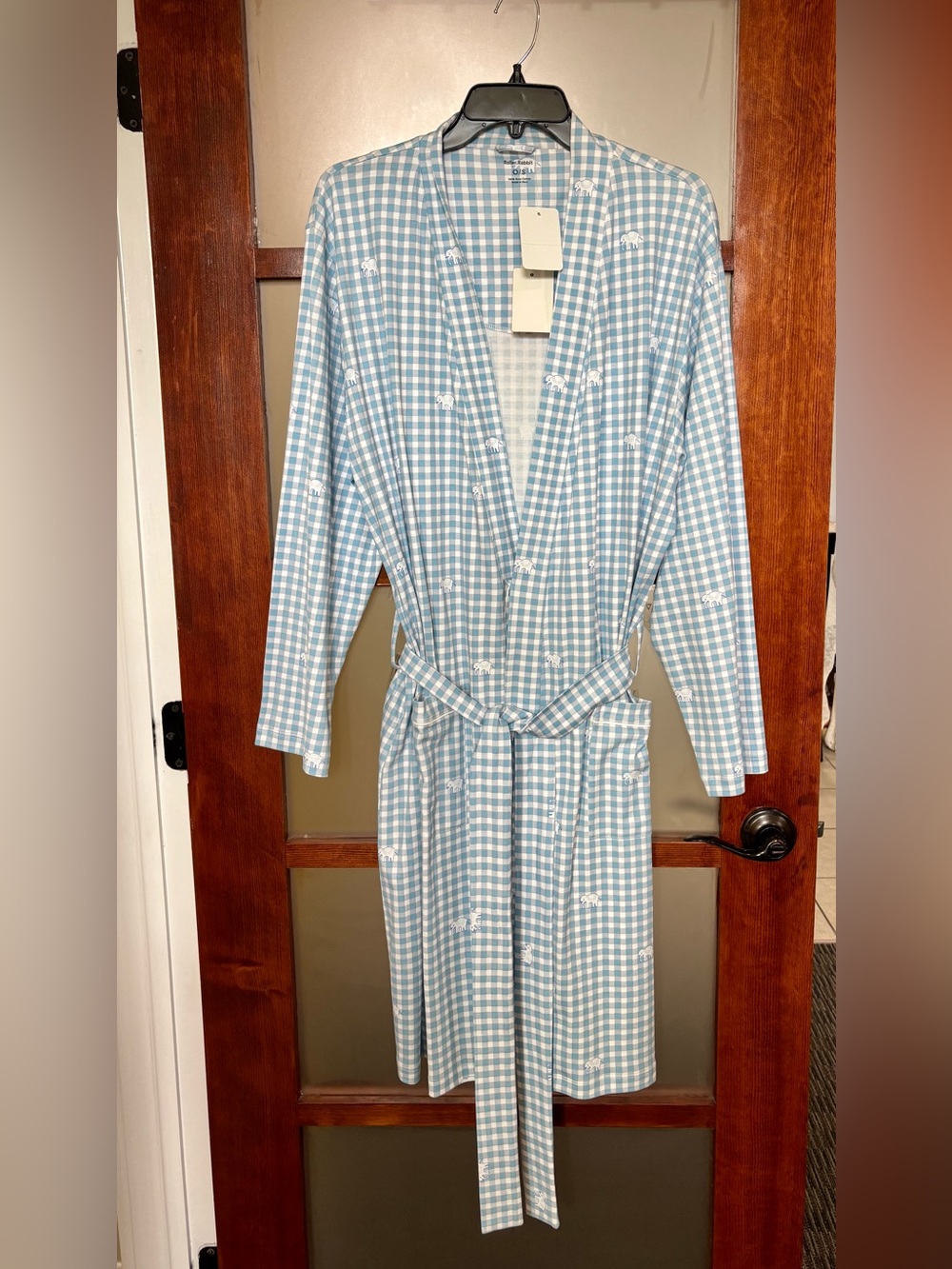 Roller Rabbit Robe in Light Blue Gingham